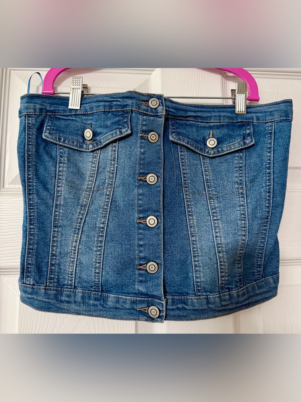 Project Rebel Strapless Denim Corset Tube Top